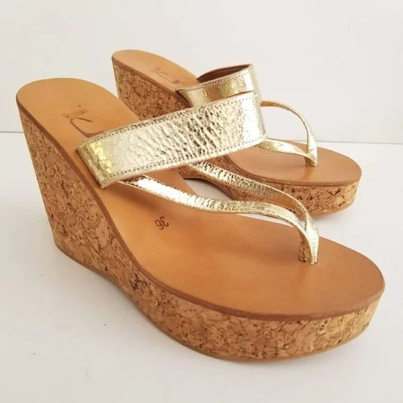 K.Jacques Shoes K Jacques Wedge Thong Sandals Cork Platform